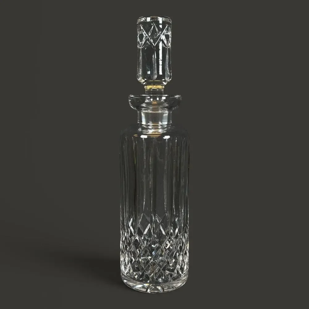 Vintage Cut Crystal Glass Liquor Decanter with Stopper Diamond Pattern 12